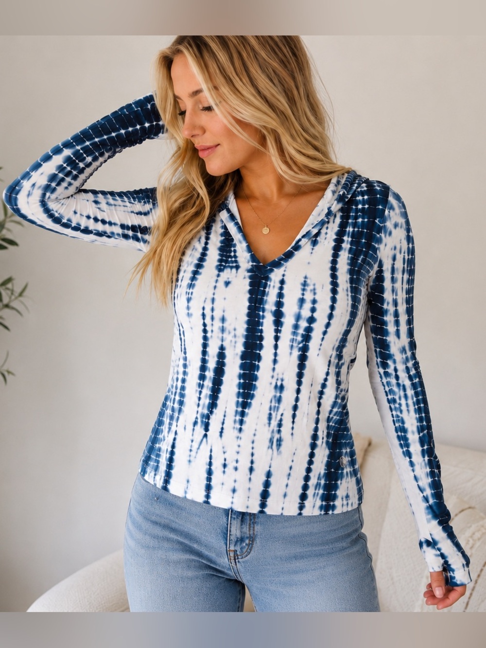 Balance Collection Tie Dye Hoodie XS Blue White Athleisure